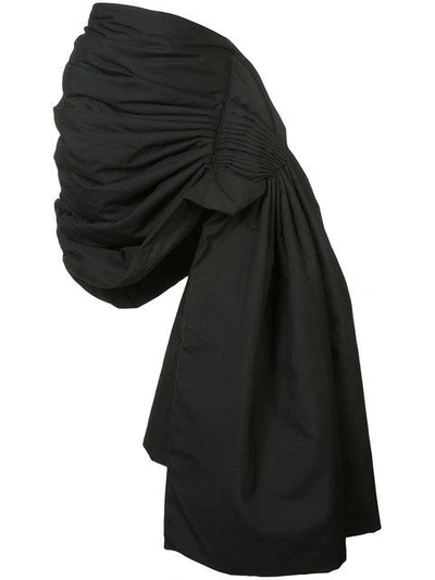Shop Yohji Yamamoto Gathered Asymmetric Skirt In Black