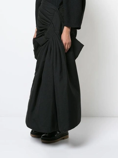 Shop Yohji Yamamoto Gathered Asymmetric Skirt In Black