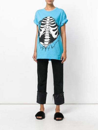 Shop Jeremy Scott Ribbed Cage Print T In Blue