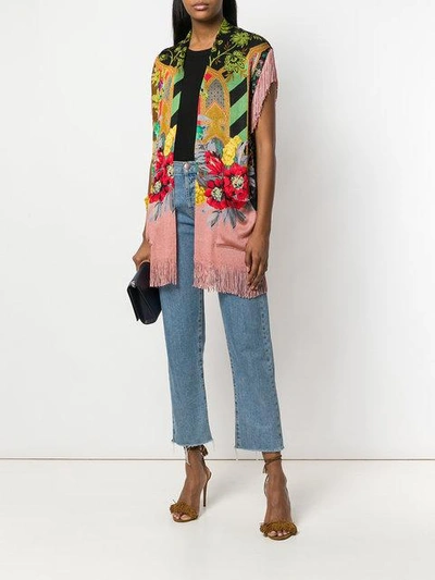 Shop Etro Fringed Knit Cardigan In Multicolour