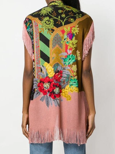 Shop Etro Fringed Knit Cardigan In Multicolour