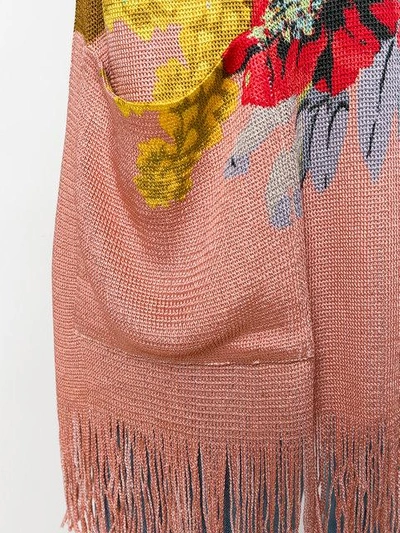 Shop Etro Fringed Knit Cardigan In Multicolour