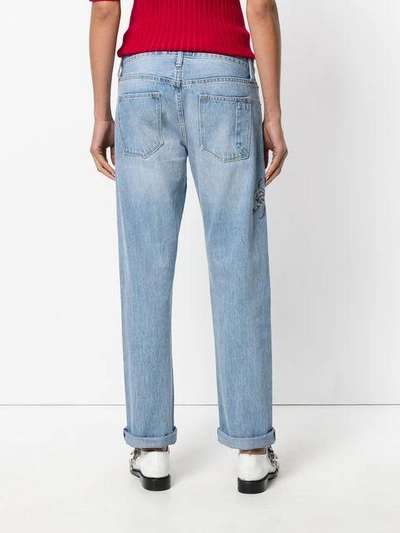 Shop Current Elliott Embroidered Straight-leg Jeans In Blue