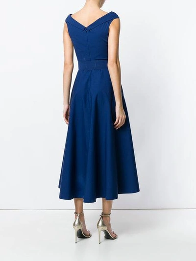 Shop Michael Kors Collection Belted Full Skirt Dress - Blue
