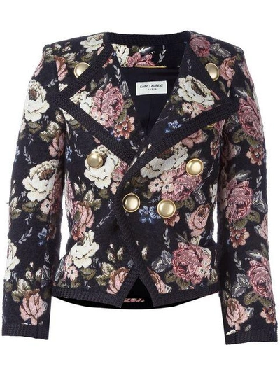 Shop Saint Laurent Floral Jacquard Jacket