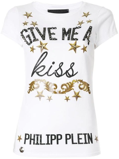 Shop Philipp Plein Give Me A Kiss T-shirt - White