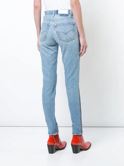 Shop Re/done High Rise Ankle Crop Side Zipper Jeans In Blue