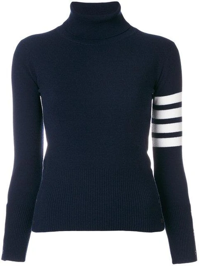 Shop Thom Browne Striped Turtleneck Sweater In Blue