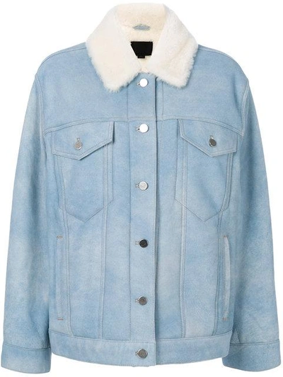 Shop Alexander Wang Oversized Shearling Jacket - Blue