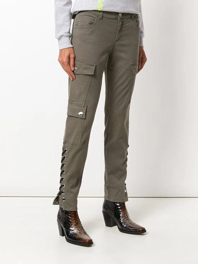 Shop Versus Lace Up Cargo Trousers In Grey