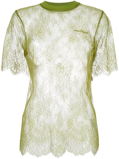 Shop Off-white Lace T-shirt In Green