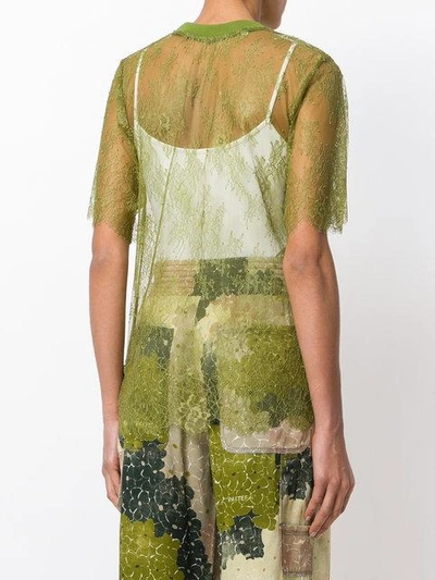Shop Off-white Lace T-shirt In Green