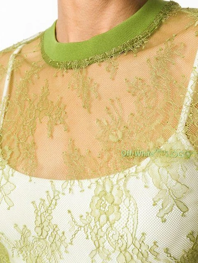 Shop Off-white Lace T-shirt In Green