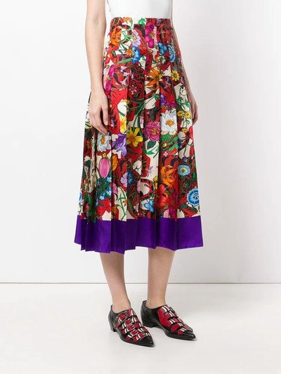 Shop Gucci Floral Printed Skirt In Multicolour