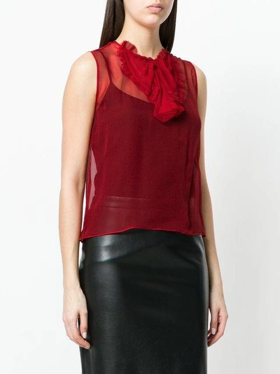 Shop N°21 Nº21 Ruffle Bib Sheer Blouse - Red