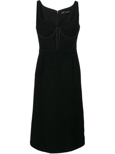 Shop Versace Bustier Neck Dress In Black