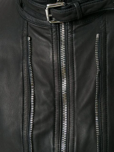 Shop Neil Barrett Zip Detailed Leather Jacket - Black