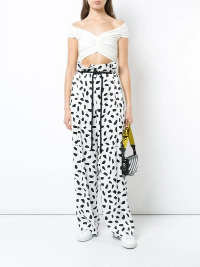 Shop Off-white Printed Wide-leg Trousers