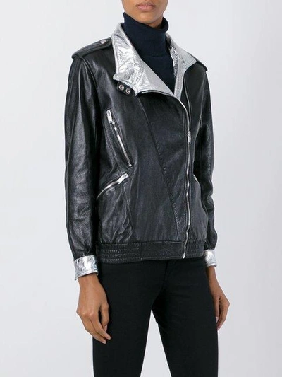 Shop Saint Laurent Zip Detail Jacket In Black