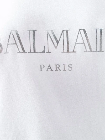 Shop Balmain Printed Logo Sweatshirt - White