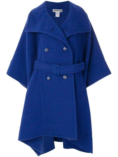 Shop Issey Miyake Oversize Belted Coat - Blue