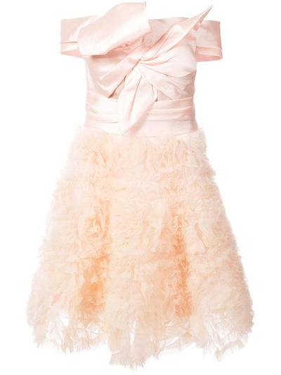 Shop Marchesa Notte Frill-embroidered Dress In Pink