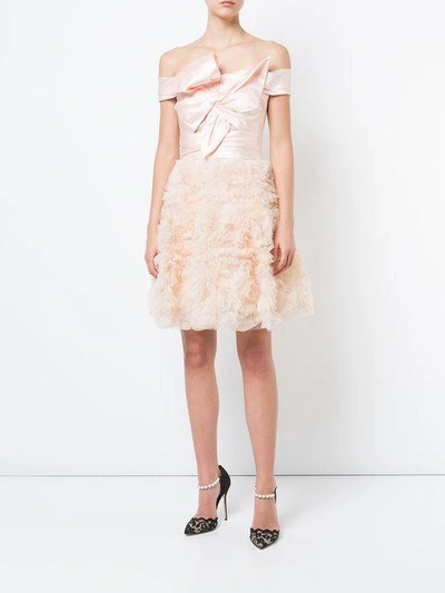 Shop Marchesa Notte Frill-embroidered Dress In Pink