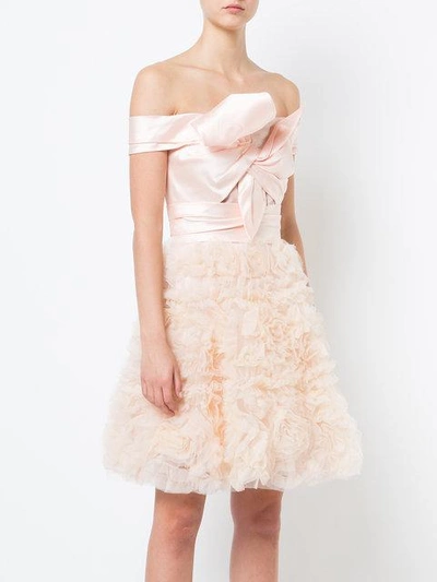 Shop Marchesa Notte Frill-embroidered Dress In Pink