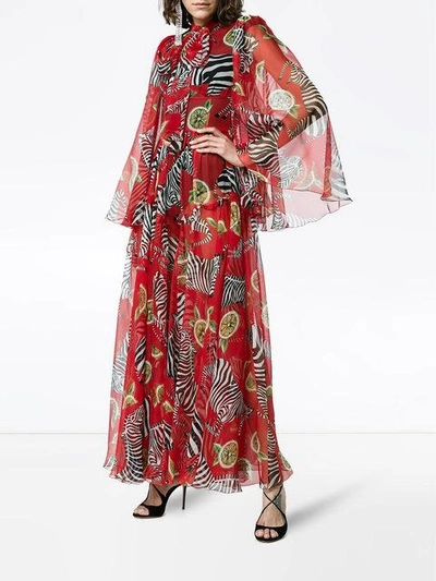 Shop Dolce & Gabbana Zebra And Lemon Dress In Red
