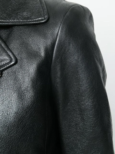 Shop Saint Laurent Zipped Biker Jacket - Black