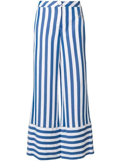 Shop Love Moschino Striped Palazzo Pants In Blue