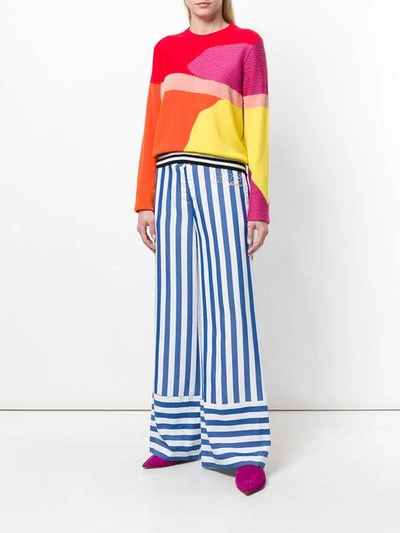 Shop Love Moschino Striped Palazzo Pants In Blue