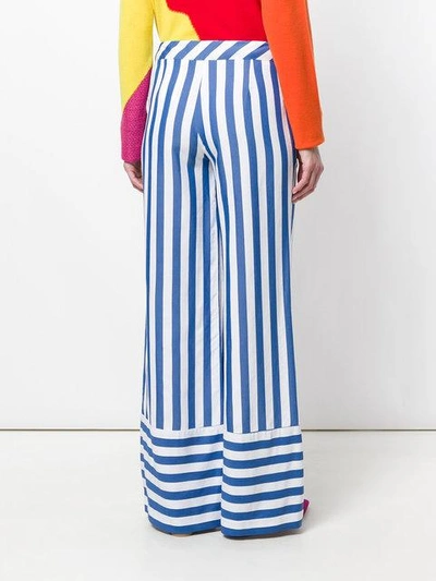 Shop Love Moschino Striped Palazzo Pants In Blue