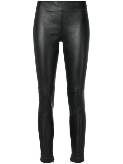 Givenchy High-rise Zip-cuff Leather Leggings In Black