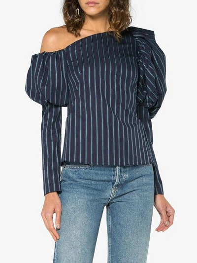 Shop Osman Asymmetric Striped Cotton Top