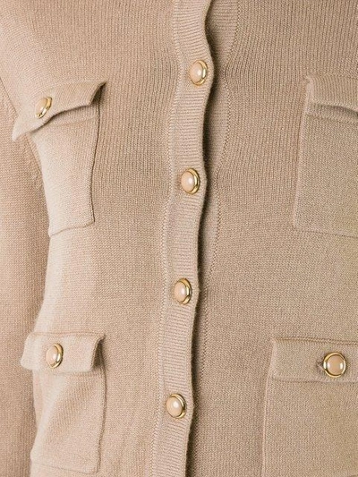 Shop Michael Kors Collection Cashmere Patch Pocket Cardigan - Brown