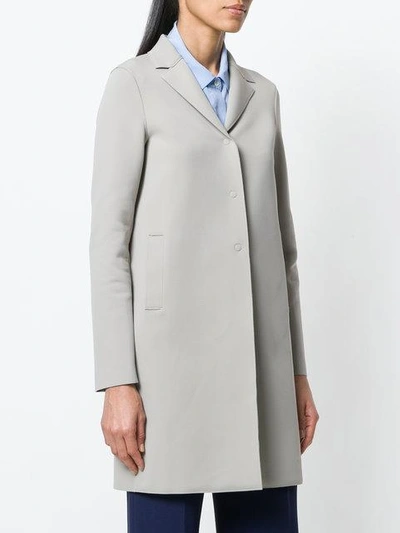 Shop Harris Wharf London Concealed Buttons Single Breasted Coat - Grey