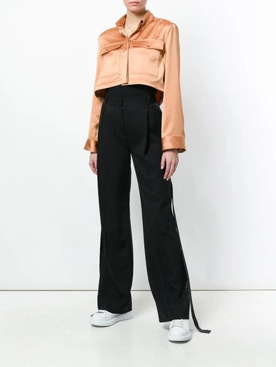 Shop Off-white Satin Cropped Jacket