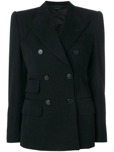 Shop Tom Ford Double Breasted Blazer In Black