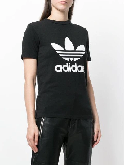 Shop Adidas Originals Trefoil Print T-shirt In Black