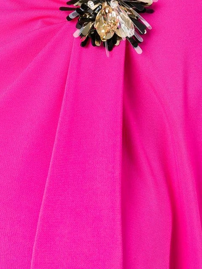 Shop Lanvin Draped Dress With Crystal Corsage - Pink