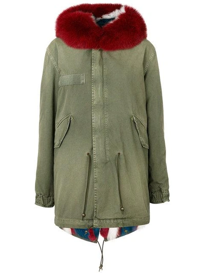 Shop Mr & Mrs Italy Trimmed Hood Mid Parka In Green