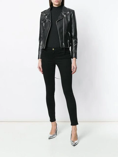 Shop Alyx Cropped Biker Jacket In Black