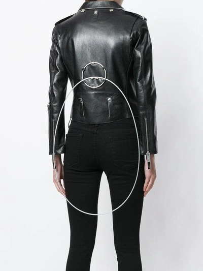 Shop Alyx Cropped Biker Jacket In Black