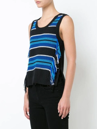 Shop Derek Lam 10 Crosby Sleeveless Knit Top With Fringe - Blue