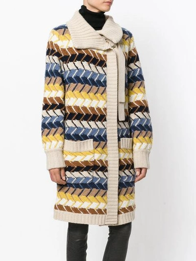 Shop Chloé Long Knitted Cardigan In Multicolour