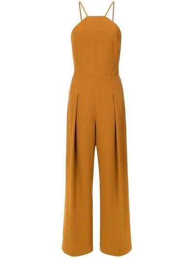 Shop Andrea Marques Pleated Details Jumpsuit In Ocre