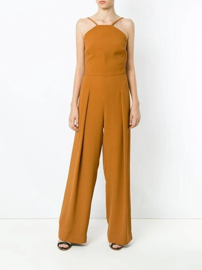 Shop Andrea Marques Pleated Details Jumpsuit In Ocre