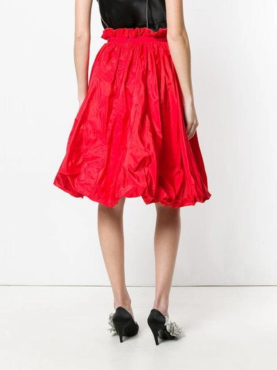 Shop Alexander Mcqueen Taffeta Midi Skirt In Red