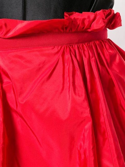 Shop Alexander Mcqueen Taffeta Midi Skirt In Red